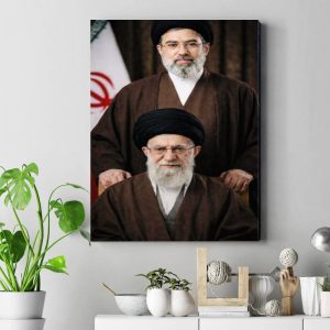 تابلو شاسی عکس رهبر شهید ومجتبی خامنه‌ای